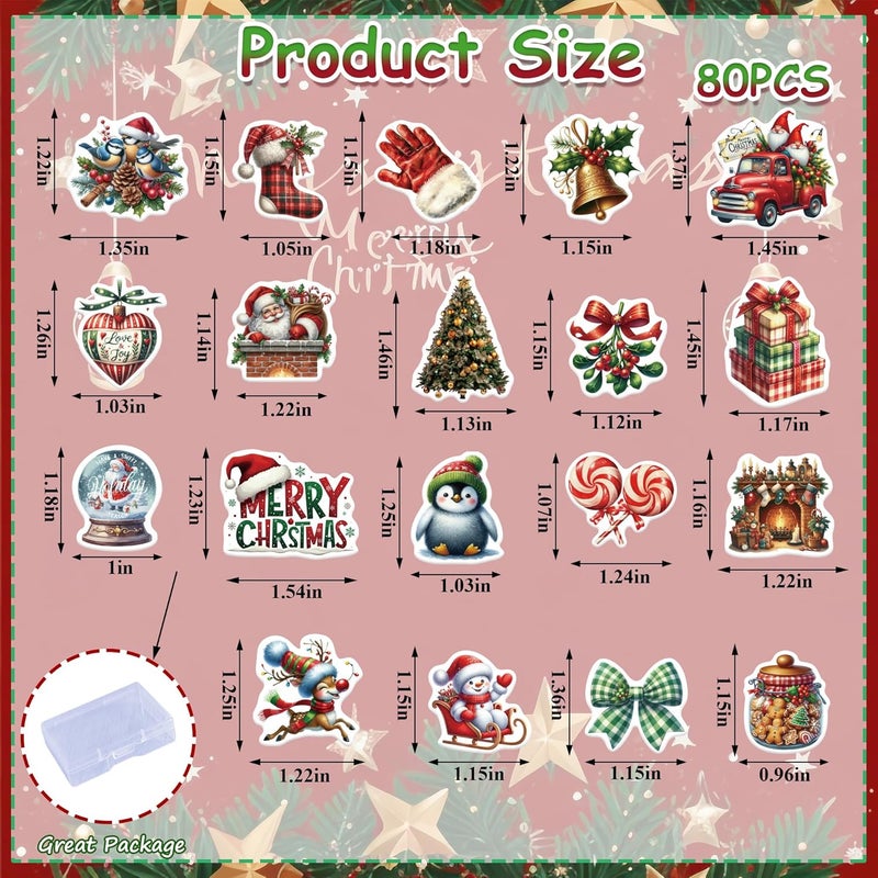 Fyeoxle 80PCS Edible Merry Christmas Cupcake Toppers Wafer Paper Santa Hat Snowman Deer Cupcake Toppers for Merry Xmas Theme Party Baby Shower Birthday Decor Supplies - Image 2